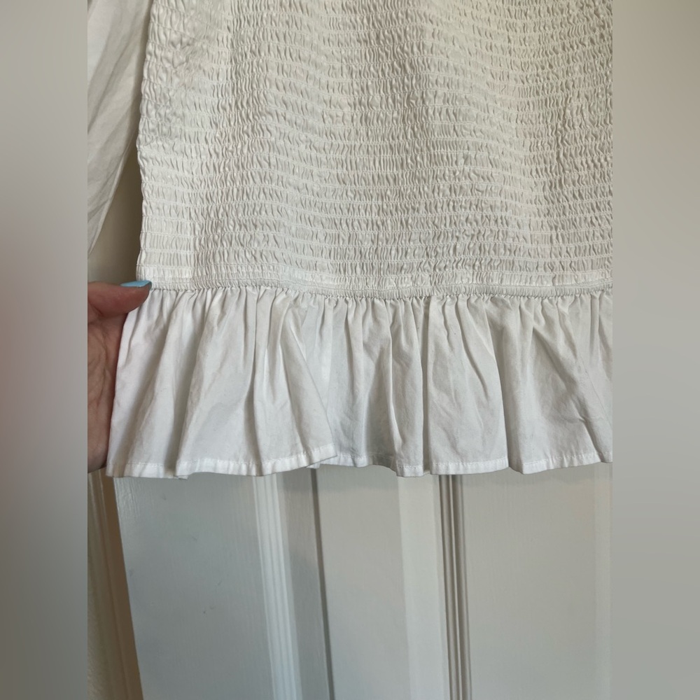 The Drop Women's Marisol Long-Sleeve Ruffle Poplin Smocked Top Size 2X - Picture 8 of 12